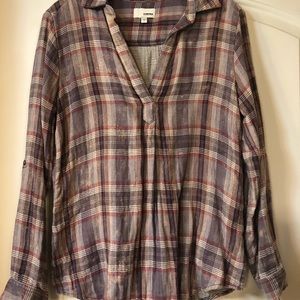 Distressed flannel shirt
